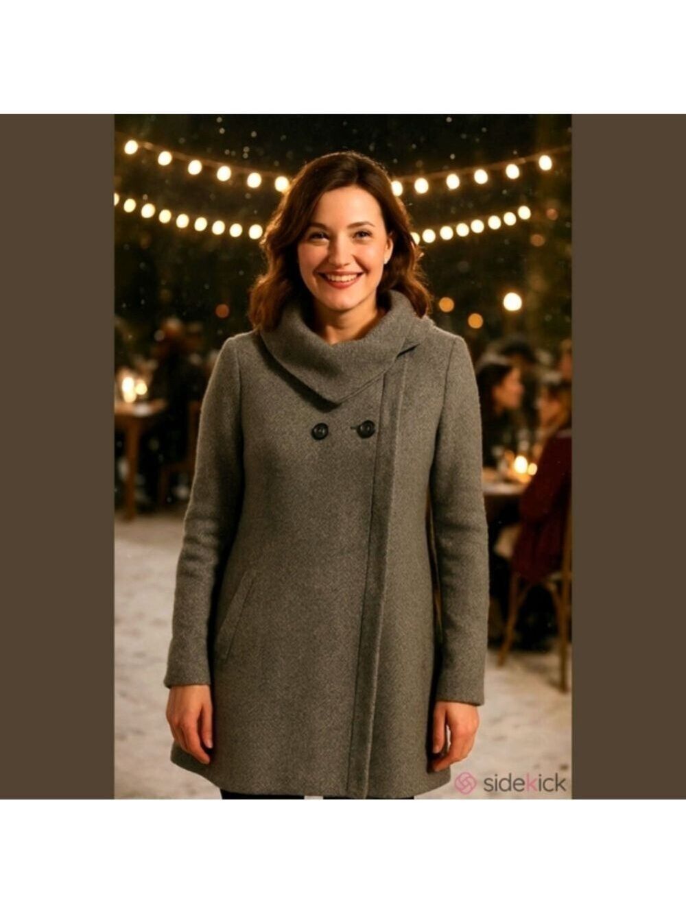 Papillon Women's Wool Blend Gray Double Breasted Sweater Coat Size 1X